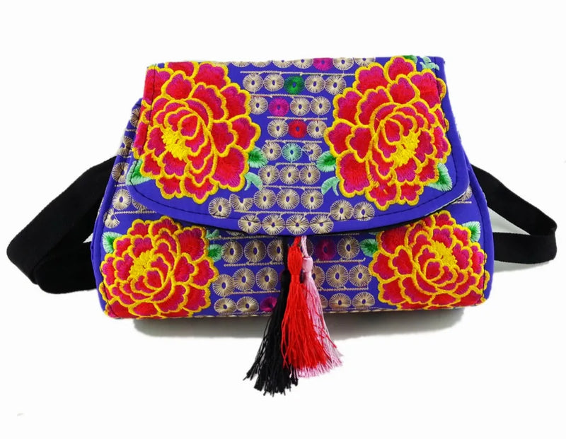 Vintage Hmong Tribal Ethnic Boho Shoulder Bag Embroidery Tapestry SYS-416B