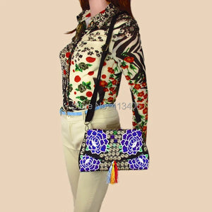 Vintage Hmong Tribal Ethnic Boho Shoulder Bag Embroidery Tapestry