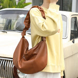 Vintage Hobo Shoulder Bag Ruffled Crossbody Drawstring Messenger Soft