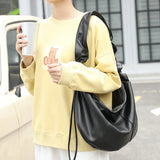 Vintage Hobo Shoulder Bag Ruffled Crossbody Drawstring Messenger Soft