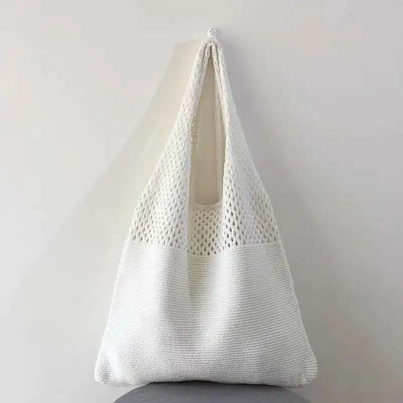 Vintage Woven Shoulder Bag Knitting Handbags Large Tote for Ladies