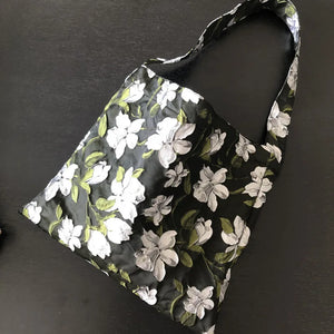 Vintage Jacquard Shoulder Bag Oil Painting Floral Pattern Ladies Shopping Tote P