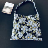 Vintage Jacquard Women Cloth Shoulder Shopping Bag Retro Ladies Underarm Bag