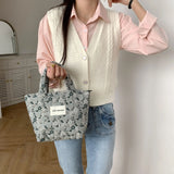 Vintage Jacquard Small Tote Bag Flower Heart Female Purse Handbag