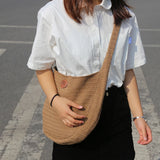 Vintage Large Capacity Straw Tote Bag Women Shoulder Messenger Beach Purse
