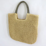 Vintage Straw Woman Tote Bag for Summer Beach