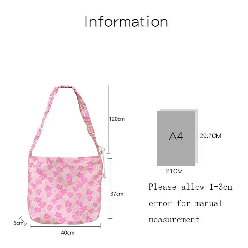 Vintage Pink Jacquard Shoulder Bag Lady Messenger Phone Bag