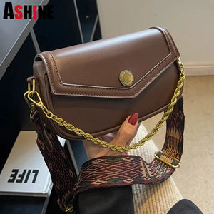 Vintage Ladies Flap Chains Handle Shoulder Purses Fall Winter Clutch Tote Bags