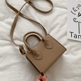 Vintage PU Leather Shoulder Bags Small Square Handbags