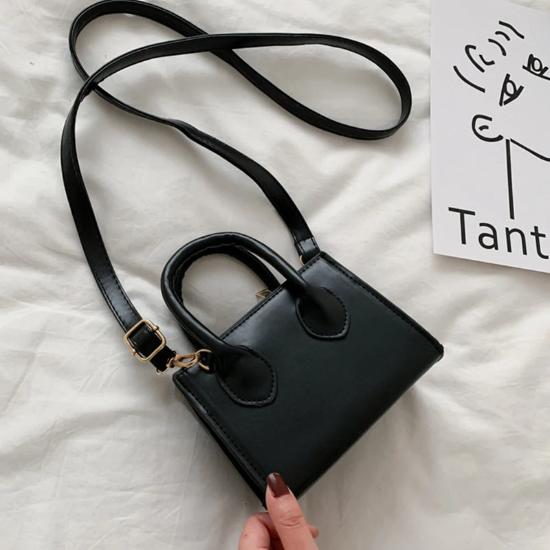 Vintage PU Leather Shoulder Bags Small Square Handbags