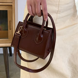 Vintage PU Leather Shoulder Bags Small Square Handbags