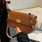 Vintage Ladies Wide Strap Flap Handbags Fall Winter Shoulder Armpit Purses