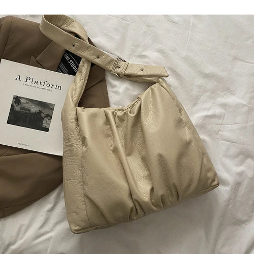 Vintage Large Winter Shoulder Bag Soft PU Leather Handbag