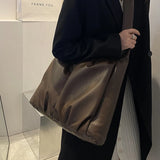 Vintage Large Winter Shoulder Bag Soft PU Leather Handbag