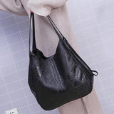 Vintage Large Capacity Handbag Women Soft PU Leather Shoulder Bags