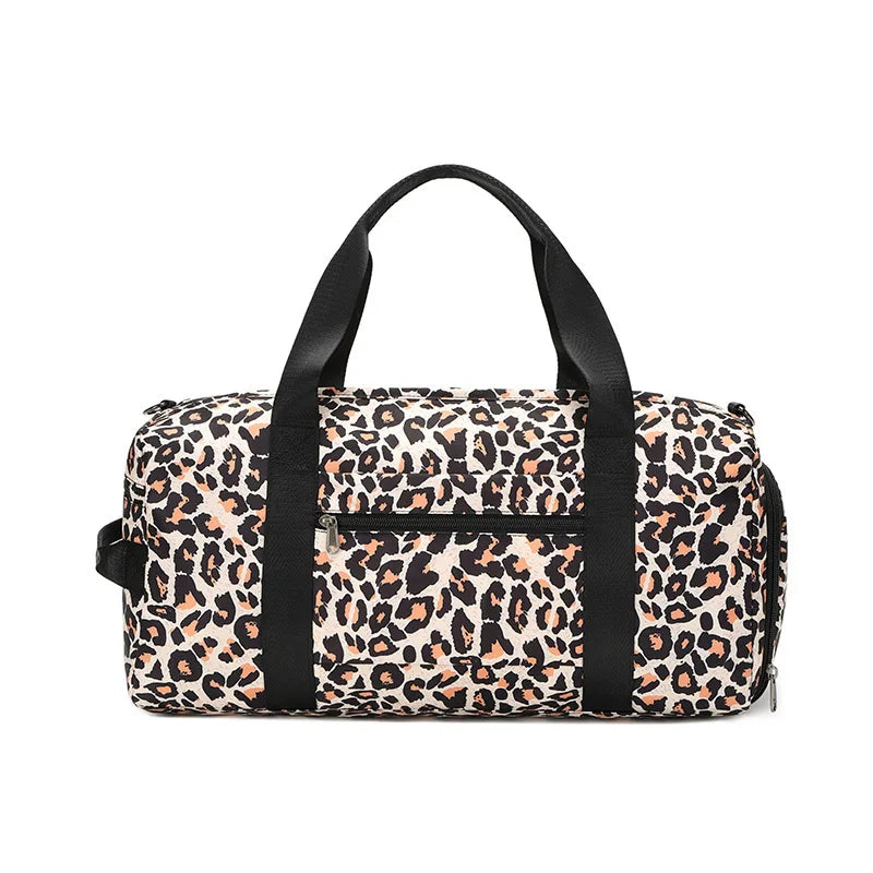 Leopard Print Sports Yoga Fitness Travel Bag for Women