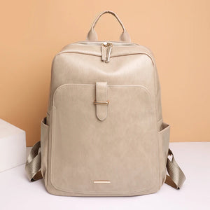 Vintage Pu Leather Women Backpack Laptop Bag for Teenage Girl