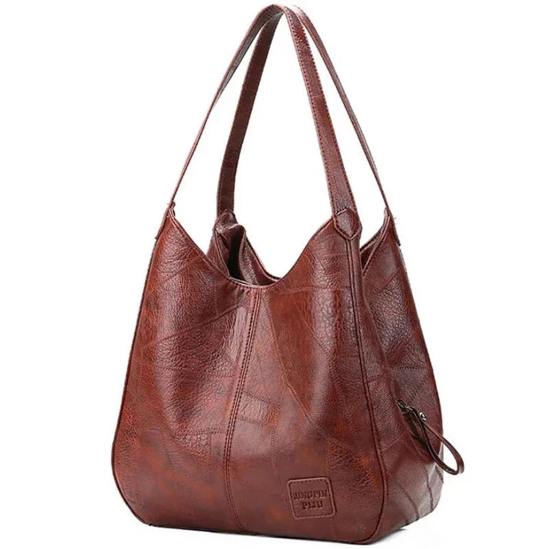 Vintage Large Capacity Shoulder Bags for Women Retro PU Leather Handbag Totes