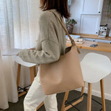 Vintage Large Capacity Totes Wide Strap Shoulder Bags Pu Leather Crossbody Bag