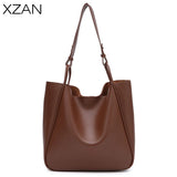 Vintage Large Capacity Women Handbags PU Leather Underarm Bag