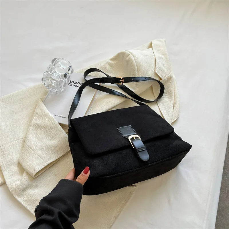 Vintage Large Capacity Women Shoulder Bags Lady Handbag Soft Suede Crossbody Bag
