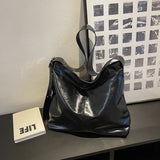 Vintage Large Capacity Women's Pu Shoulder Bag Soft Wide Shoulder Strap