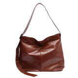 Vintage Large Capacity Women's Pu Shoulder Bag Soft Wide Shoulder Strap