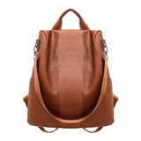 Vintage Leather Anti-Theft Backpack for Women School Business