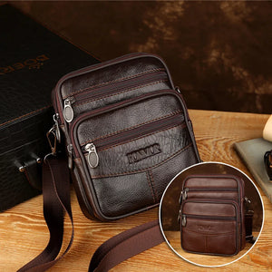 Vintage Leather Crossbody Bag for Men