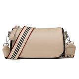 Vintage Leather Crossbody Bags Wide Strap Ladies Solid Handbags Soft Texture