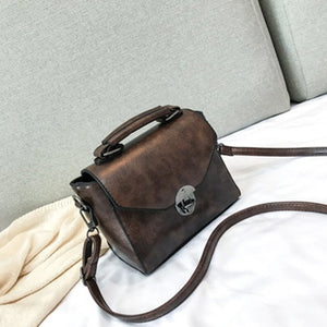 Vintage Leather Top-handle Bag Women Handbag Casual Shoulder Lady Flap Bag