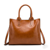 Vintage Leather Handbag Big Women Bag Trunk Tote Shoulder Bag