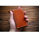 Vintage Leather Key Holder Men Women Keychain Wallet Chain Car Key Holder Zipper