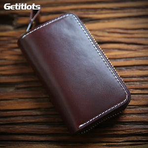 Vintage Leather Key Holder Men Women Keychain Wallet Chain Car Key Holder Zipper