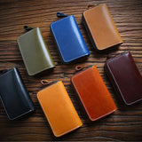 Vintage Leather Key Holder Men Women Keychain Wallet Chain Car Key Holder Zipper