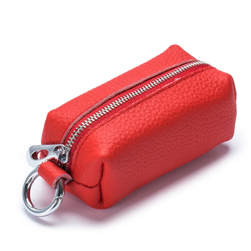 Vintage Leather Key Pouch Key Holder Pocket Zipper Car Keys Organizer