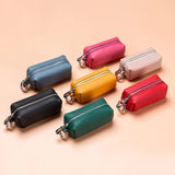 Vintage Leather Key Pouch Men Women Key Holder Zipper Wallet