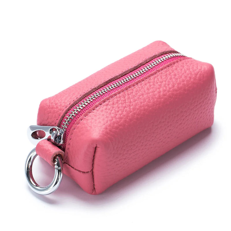 Vintage Leather Key Pouch Men Women Key Holder Zipper Wallet