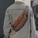 Vintage Leather Men Waist Packs Waist Bags Man Fanny Pack Belt Bag Travel