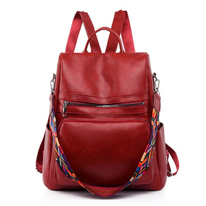 Vintage Leather Backpack Purse for Women High Female Bagpack Rucksack