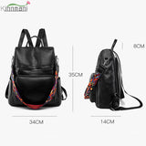 Vintage Leather Backpack Purse for Women High Female Bagpack Rucksack