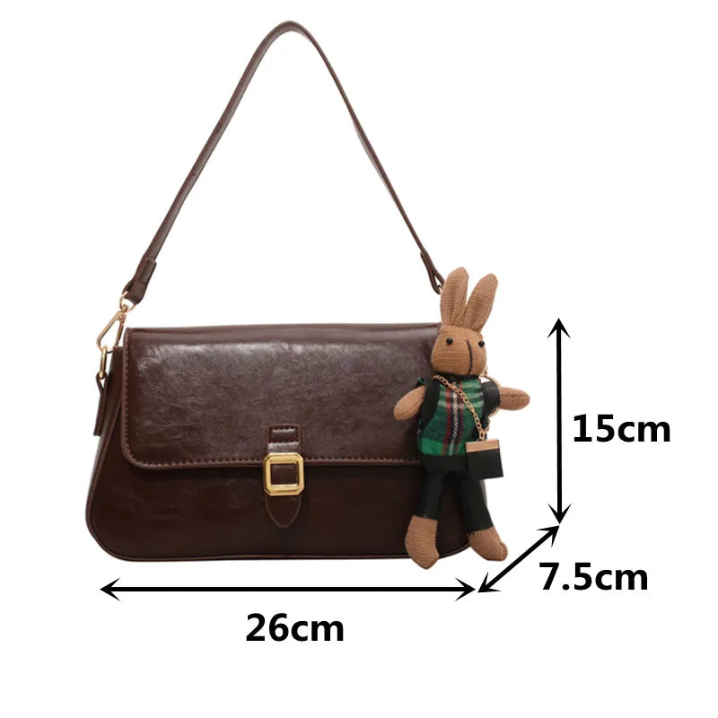 Vintage Leather Shoulder Bags for Women Square Messenger Bag