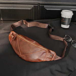 Vintage Leather Waist Packs Men Waist Bags Fanny Pack Belt Bag Travel Chest Bag
