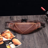 Vintage Leather Waist Packs Men Waist Bags Fanny Pack Belt Bag Travel Chest Bag