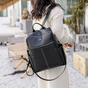 Vintage Leather Women Backpack School Bag College Girl Shoulder Bags