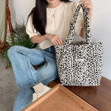 Leopard Canvas Bags Women Casual Shopper Handbags Ladies Shoulder Tote Bag