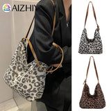 Vintage Leopard Pattern Shoulder Bag Women Casual Large Capacity Handbag