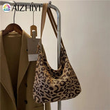 Vintage Leopard Pattern Shoulder Bag Women Casual Large Capacity Handbag