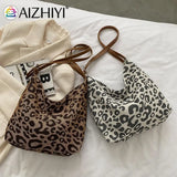 Vintage Leopard Pattern Shoulder Bag Women Casual Large Capacity Handbag