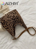 Vintage Leopard Pattern Shoulder Bag Women Casual Large Capacity Handbag